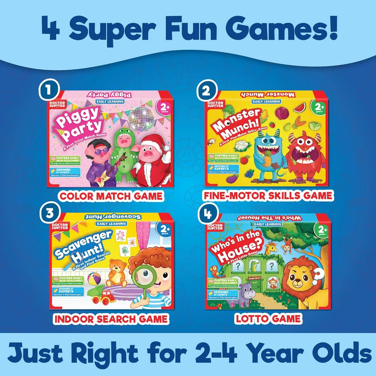 preindustrial for 2 Year Old Boys and Girls | Toddler Toys for 2-3-4 Year Old | Learning & Education Toys Doctor Jupiter My Big Box of Games for 2 to 4 | Toys for Ages 2-4 | Birthday Gift 