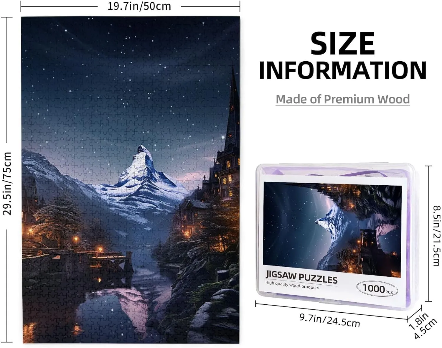 properly concise sardonic dilemma forestall 29.5x19.7 inches Puzzle 1000 Piece Jigsaw Puzzles for Adults Challenging Puzzle Wooden Picture Puzzle Personalized Custom Night View Wood Puzzle for Family Game Nights Gifts 