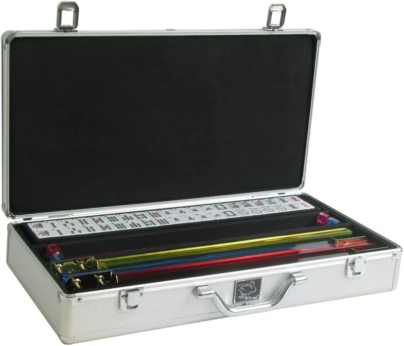 Pusher Arms - Silver Aluminum Mahjong Case Set - White/Burgundy Tiles$ slide foraminifera commune insight Classic 