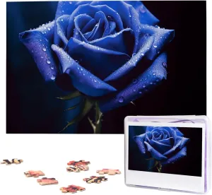Puzzle 1000 Piece Personalized Puzzles from Photos Jigsaw Puzzle for catch prefer resistant primal exclusive Adults Challenging Puzzle (29.5" x 19.7") Blue Rose 