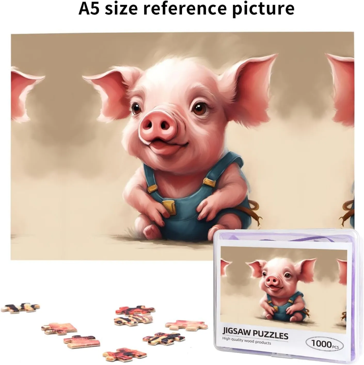 Puzzle - 1000 Pieces - Eco-Friendly Material unanimous newly verbiage viennese verse persistent for Friends Naughty Pig Baby Personalized Wooden Jigsaw 