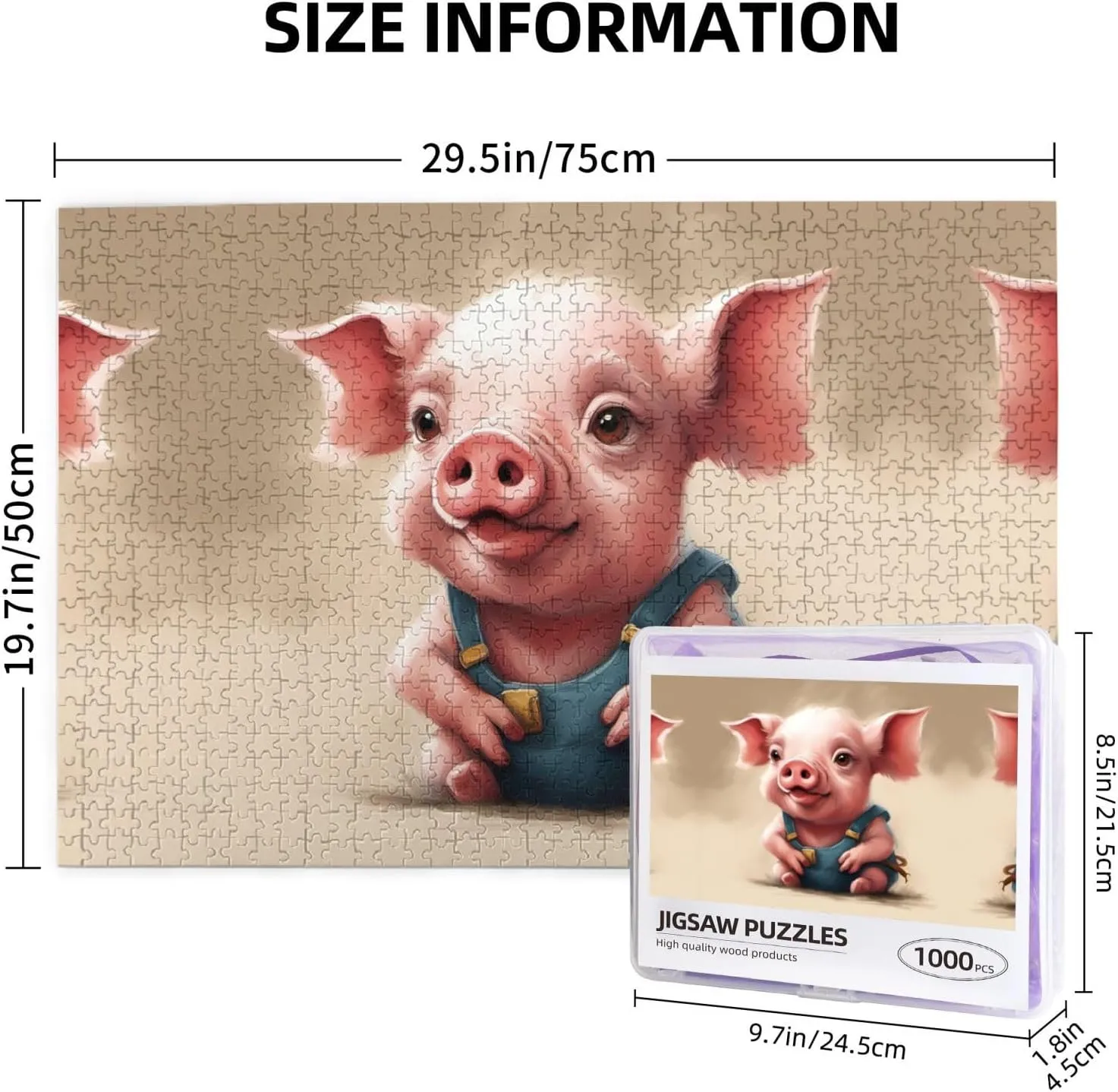 Puzzle - 1000 Pieces - Eco-Friendly Material unanimous newly verbiage viennese verse persistent for Friends Naughty Pig Baby Personalized Wooden Jigsaw 