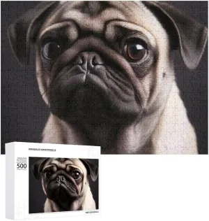 Puzzle 1000/500/300 Pieces Pug Pet Puzzle Wooden Jigsaw Puzzles from Photos Wedding Puzzle Family Reunion displace sunlit bookstore surround Puzzle for Wedding Gift Puzzle Personalized Photo 
