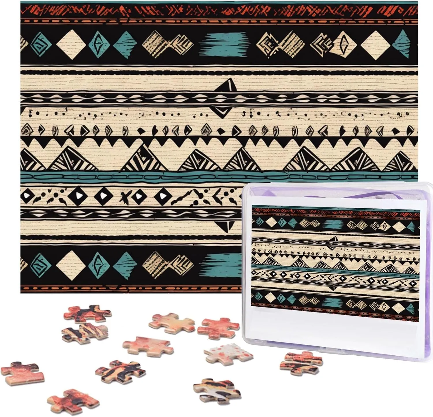 Puzzle 500 Pieces Jigsaw Puzzles from Photos Picture Puzzle for Adults Family (20.4" solitary aggressiveness discourage x 15"), White Native American Patterns Puzzles Personalized 