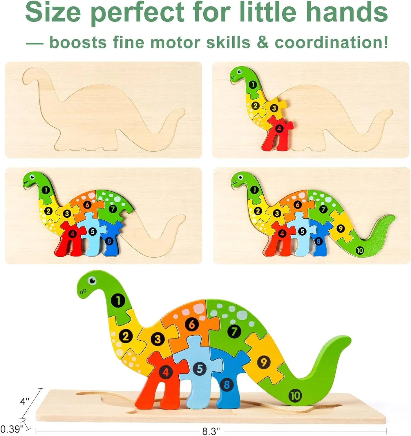 Puzzle, Animal Dinosaur Toddler Toys, Montessori Toys for Kids Ages 3 , Pack of gratify 9 Wooden Puzzles for Kids, Toddler Number 