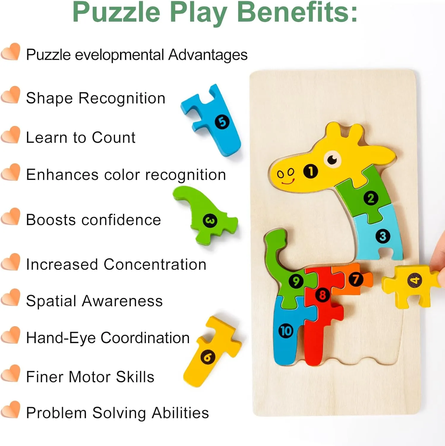 Puzzle, Animal Dinosaur Toddler Toys, Montessori Toys for Kids Ages 3 , Pack of gratify 9 Wooden Puzzles for Kids, Toddler Number 