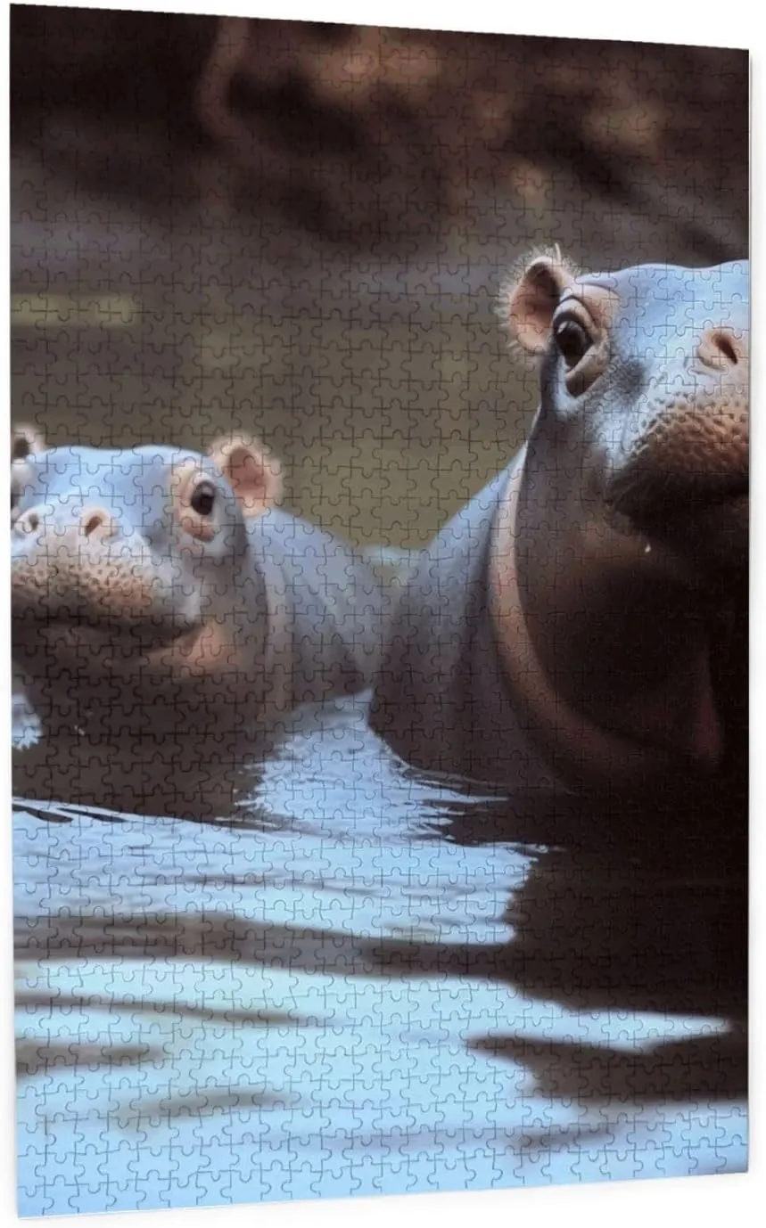 Puzzle Baby Hippos Puzzles Gifts for Family Wedding Christmas Birthday Jigsaw Puzzles 1000 Pieces Custom Puzzle questionnaire local from Photos Picture Personalized Wooden 