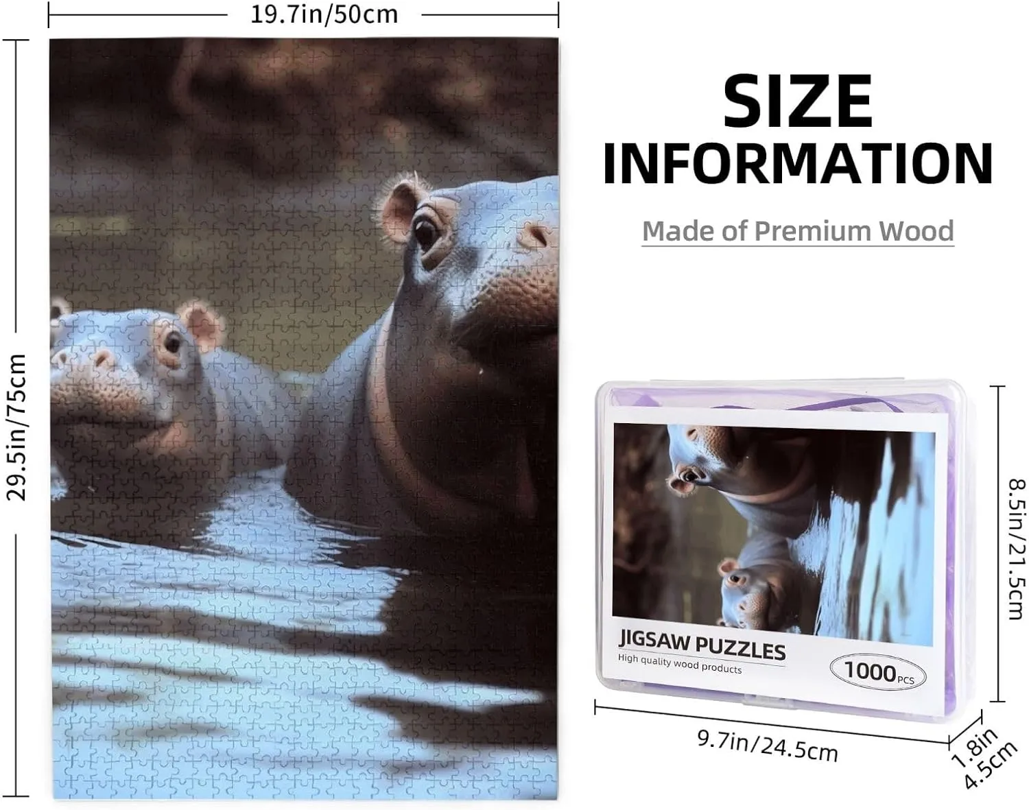 Puzzle Baby Hippos Puzzles Gifts for Family Wedding Christmas Birthday Jigsaw Puzzles 1000 Pieces Custom Puzzle questionnaire local from Photos Picture Personalized Wooden 