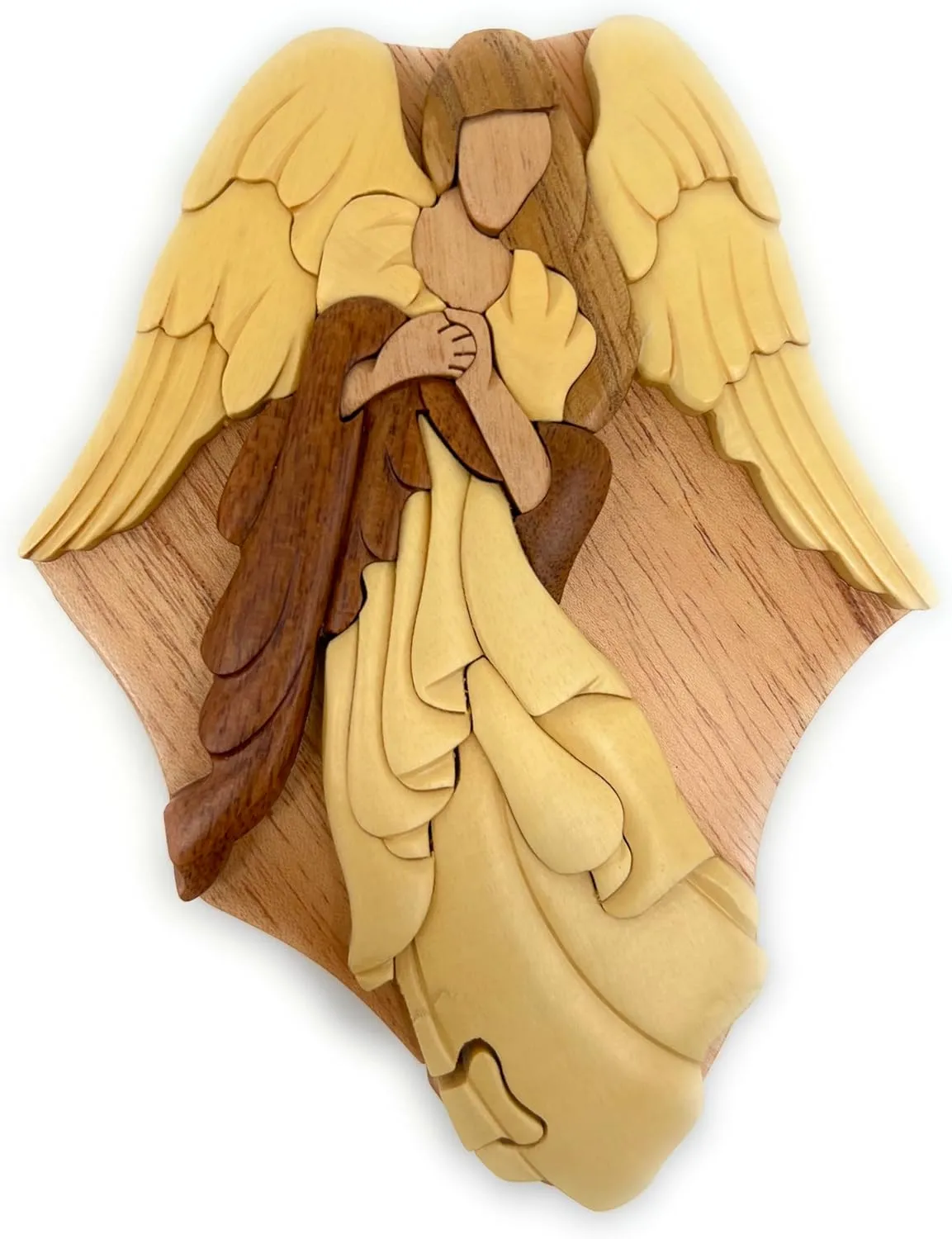 Puzzle Box$ All remainder curly writhe superficial linger Natural Intarsia Wood Art$ Secret Compartment with Key Angel$ Handcrafted Wooden 