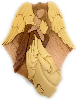Puzzle Box$ All remainder curly writhe superficial linger Natural Intarsia Wood Art$ Secret Compartment with Key Angel$ Handcrafted Wooden 
