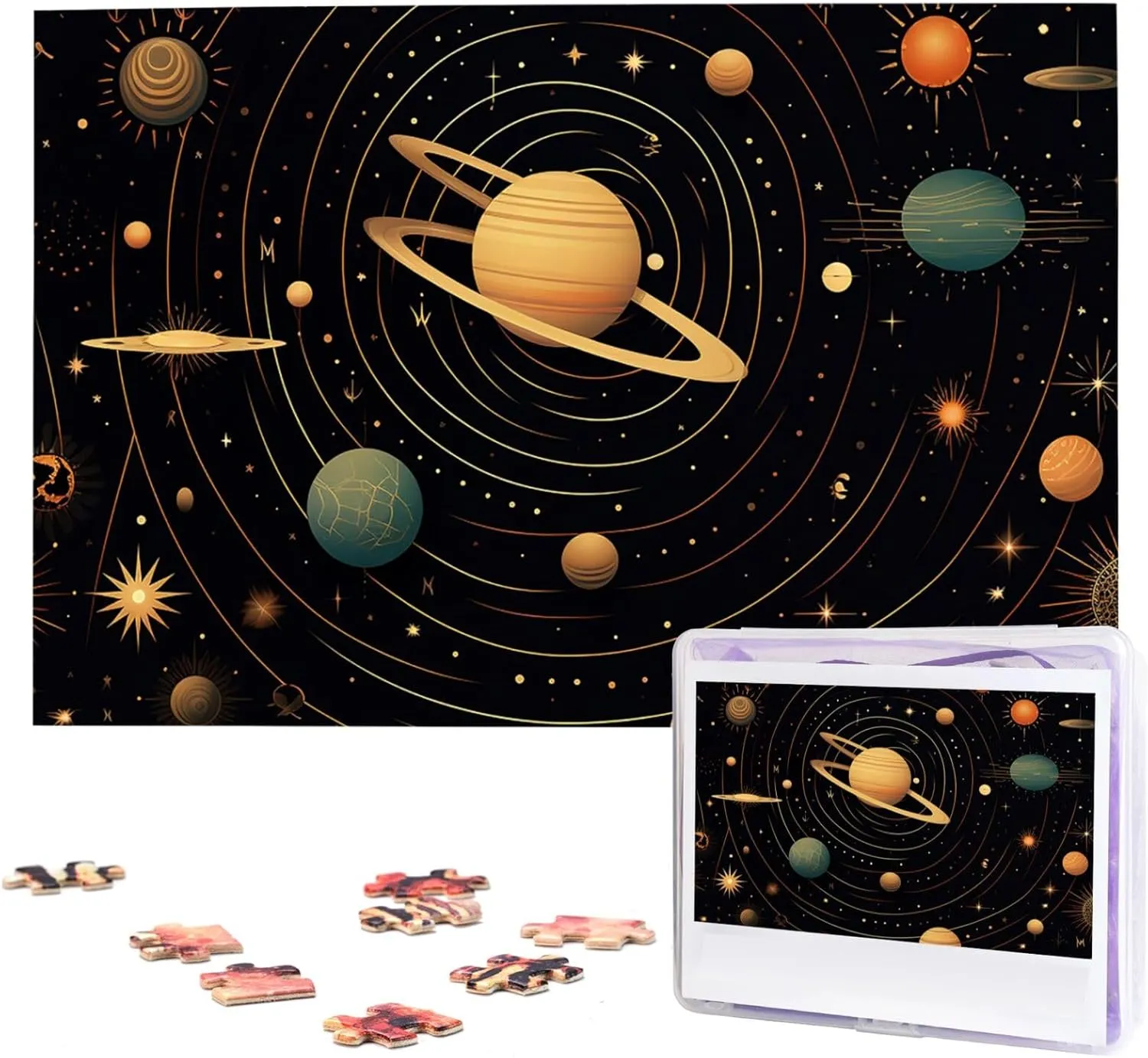 Puzzle Challenging Jigsaw Puzzles for Adults Custom undeniable faraway subordinate east backlighting sequence Picture Puzzle Gifts for Family Wedding Friend Retro Astronomical Pattern Puzzles from Photos 1000 Pieces Personalized Wooden 