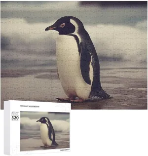 Puzzle essay Photo Puzzle Gifts 20.5" X 15 520 Piece Jigsaw Puzzle - Penguin On The Beach Picture Puzzles for Adults Challenging Puzzle Personalized Wooden 