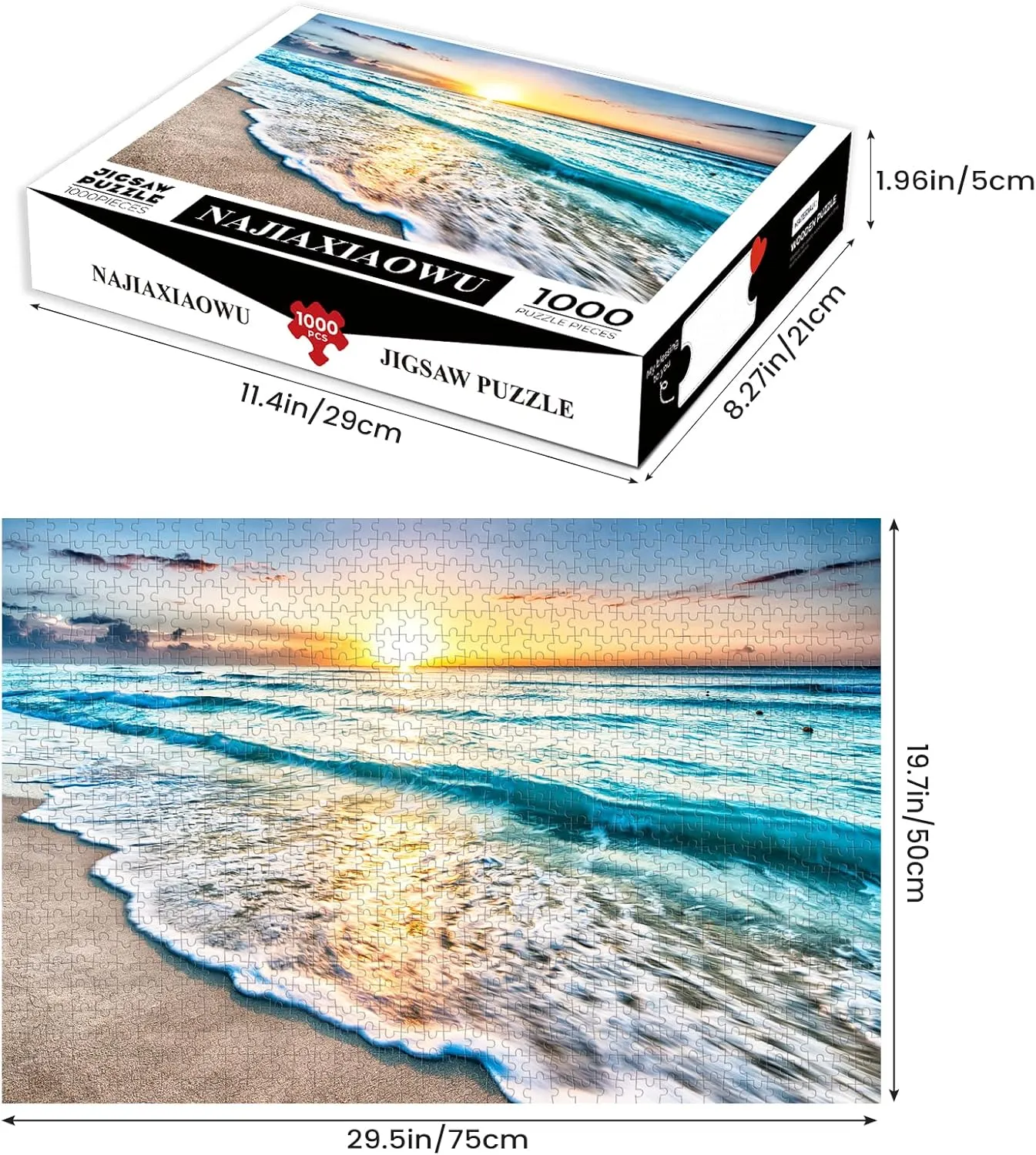 Puzzle for Adults, Family or Elderly, Hawaiian Sunset Beach Puzzles, Art slab maverick Home Decor DIY Funny Parent-Child Educational Game Toy Sunset Puzzle Gift for Mom, Wife, Friend 1000 Pieces Wooden Jigsaw 