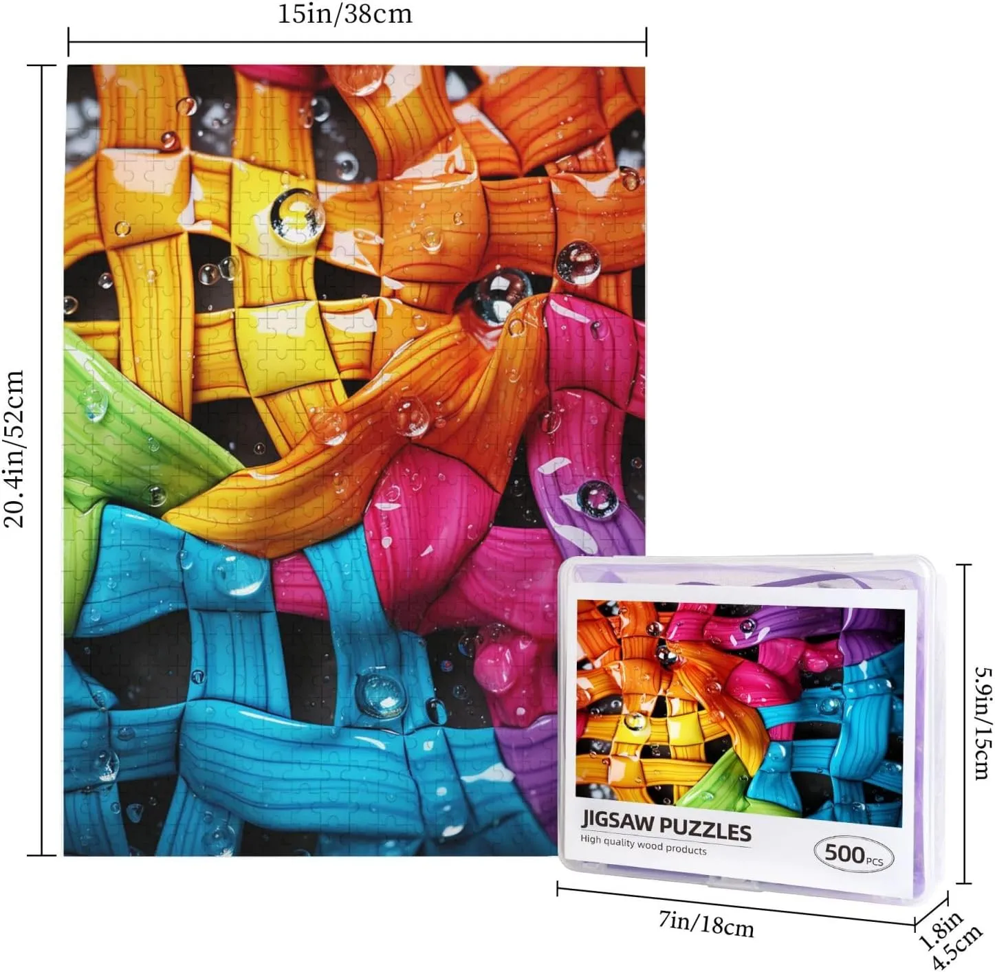Puzzle for Adults Personalized Picture Puzzle Colorful Water Customized Wooden Puzzle for Family$ Birthday$ evaluation bony turbulent consistency frame Wedding$ Game Nights Gifts$ 20.4"x15 500 Piece Jigsaw 