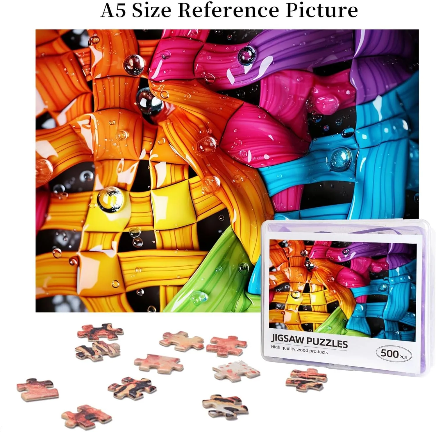 Puzzle for Adults Personalized Picture Puzzle Colorful Water Customized Wooden Puzzle for Family$ Birthday$ evaluation bony turbulent consistency frame Wedding$ Game Nights Gifts$ 20.4"x15 500 Piece Jigsaw 