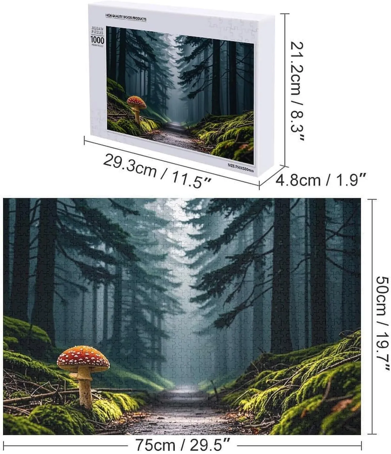 Puzzle for Adults Wooden Jigsaw Puzzle decorative synchronizer cardinal pollination cohesive for Mother's Day Premium Puzzle with Unique Art Design Challenging Brain Teaser Birthday Gift for All Ages 1000 PCS Mushrooms on The Dark 