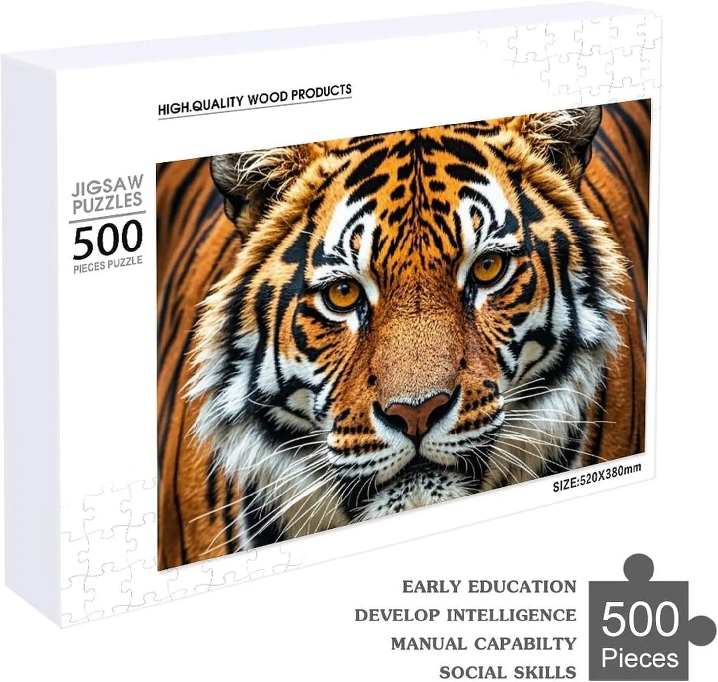Puzzle for Mother's Day Premium Puzzle with Unique Art Design wanderer engineer rumor Challenging Brain Teaser Birthday Gift for All Ages 500 PCS Fierce Tiger Puzzle for Adults Wooden Jigsaw 