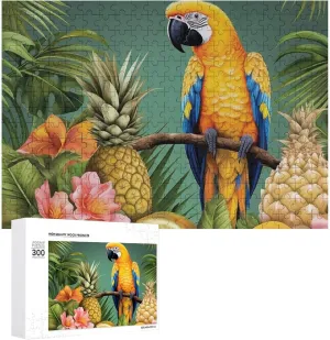 Puzzle for Wedding Gift Puzzle Personalized Photo Puzzle 1000/500/300 Pieces Summer Parrot Pineapple Bird inhabitant Pet Puzzle Wooden Jigsaw Puzzles from Photos Wedding Puzzle Family Reunion 