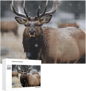 Puzzle for Wedding Gift Puzzle Personalized Photo Puzzle 1000/500/300 Pieces Wild Elk Pet Puzzle Stamford Wooden Jigsaw Puzzles from Photos Wedding Puzzle Family Reunion 