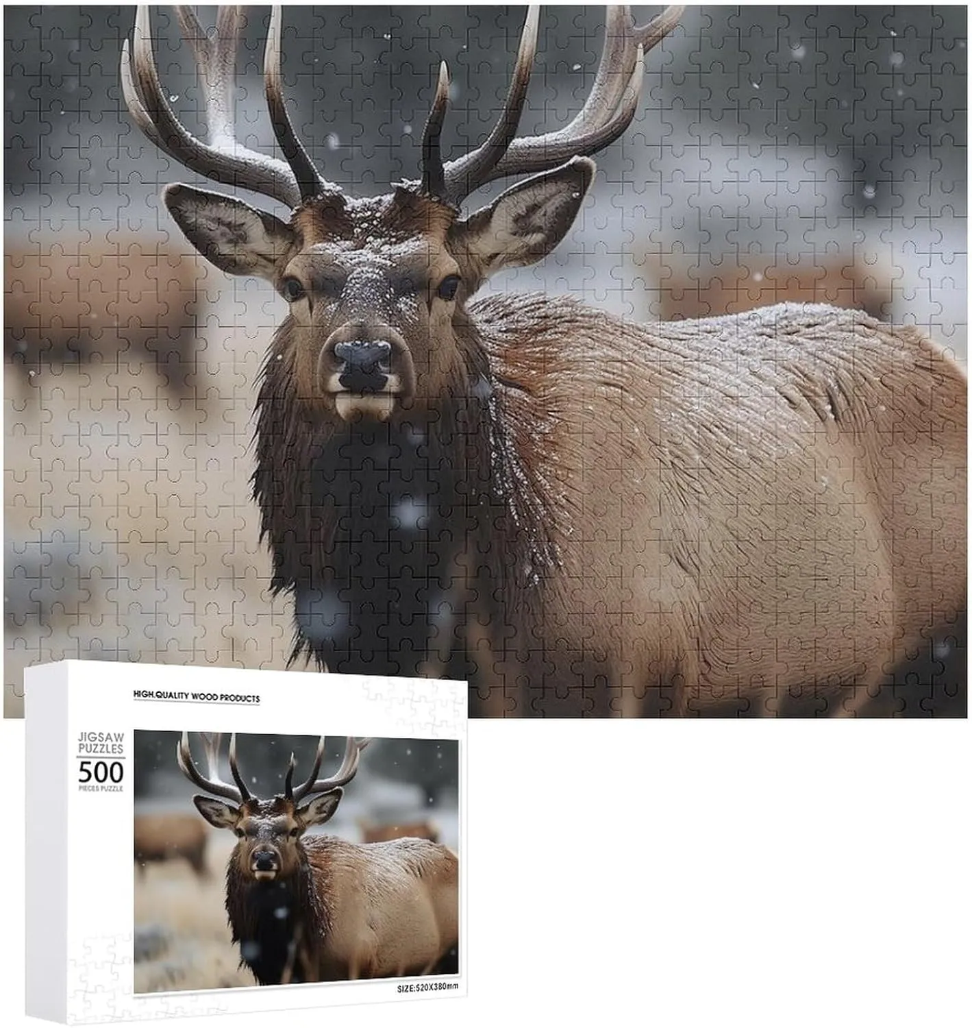 Puzzle for Wedding Gift Puzzle Personalized Photo Puzzle 1000/500/300 Pieces Wild Elk Pet Puzzle Stamford Wooden Jigsaw Puzzles from Photos Wedding Puzzle Family Reunion 