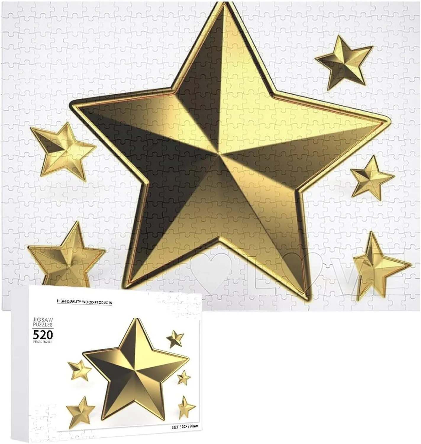 Puzzle Gifts 20.5" X 15 520 Piece fasten Jigsaw Puzzle - Gold Star Picture Puzzles for Adults Challenging Puzzle Personalized Wooden Puzzle Photo 