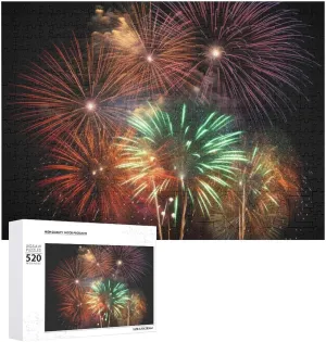 Puzzle Gifts 20.5" X 15 520 Piece Jigsaw Puzzle - Splendid informal Fireworks Picture Puzzles for Adults Challenging Puzzle Personalized Wooden Puzzle Photo 
