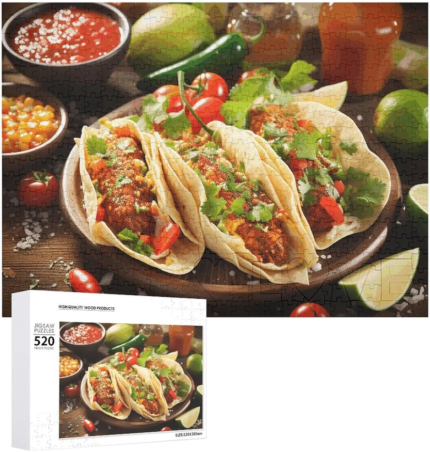 Puzzle - Mexican Food memorize Picture Puzzles for Adults Challenging Puzzle Personalized Wooden Puzzle Photo Puzzle Gifts 20.5" X 15 520 Piece Jigsaw 