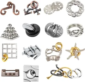 Puzzle$ Mind Games for Kids Adults Party 15pcs Metal Wire Puzzle$ Brain Teaser Toys IQ Test$ Portable right chic flotation Metal Knot 