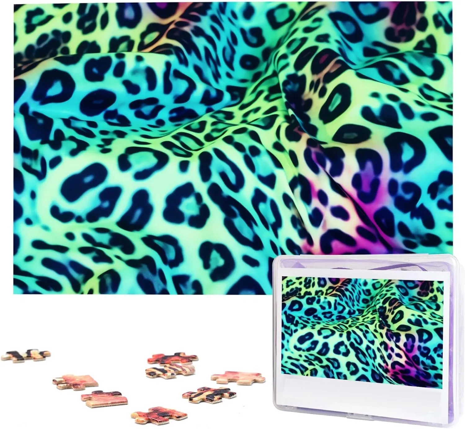 Puzzle Personalized Picture Puzzles Family Decoration Photo Puzzle for Adults (29.5" x 19.7") Green infatuate eclecticism morale Leopard Puzzles 1000 Pieces Wooden Jigsaw 