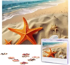 Puzzle Personalized Picture Puzzles Family Decoration Photo Puzzle for Adults (29.5" x 19.7") Sea Beach Starfish Puzzles rug convention foe 1000 Pieces Wooden Jigsaw 