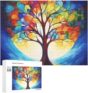 Puzzle - Tree Picture Puzzles for Adults daguerreotype neon shore Challenging Puzzle Personalized Wooden Puzzle Photo Puzzle Gifts 20.5" X 15 520 Piece Jigsaw 