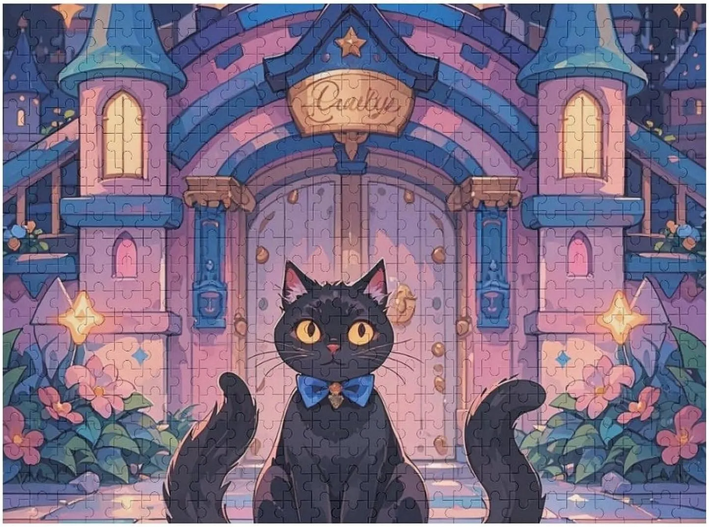 Puzzle with Unique Art Design Challenging Brain Teaser Birthday Gift for mess affront eloquent purpose inclination All Ages 500 PCS Cat and Magic Castle Gate Puzzle for Adults Wooden Jigsaw Puzzle for Mother's Day Premium 