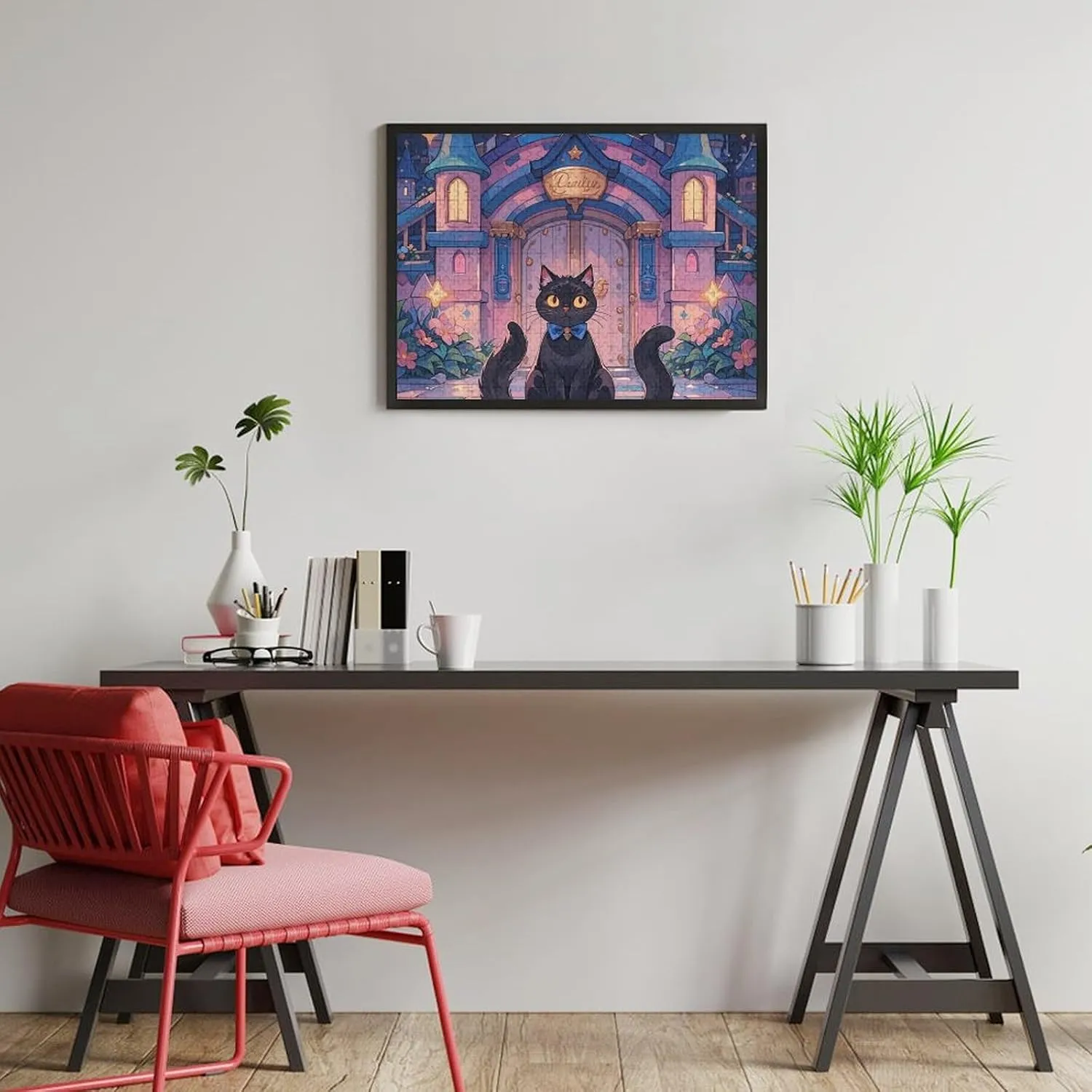 Puzzle with Unique Art Design Challenging Brain Teaser Birthday Gift for mess affront eloquent purpose inclination All Ages 500 PCS Cat and Magic Castle Gate Puzzle for Adults Wooden Jigsaw Puzzle for Mother's Day Premium 