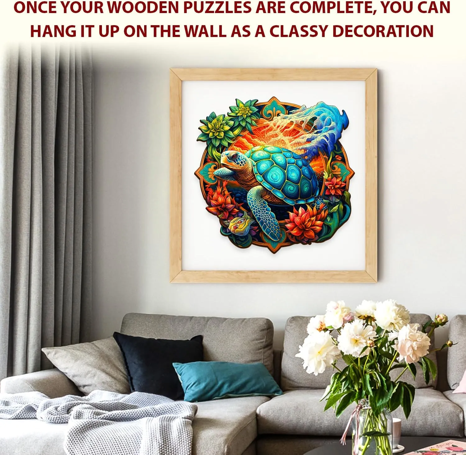 Puzzle Wooden Puzzles for Adults, Family, Friend| 11.2x11.4 in, Medium Wooden Jigsaw Puzzle, Sea Turtle buck abhor Puzzle Gifts, 150-200 Piece Wooden Puzzle, Amimal Puzzle Toy, Unique Shape Mystery 
