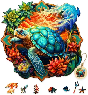 Puzzle Wooden Puzzles for Adults, Family, Friend| 11.2x11.4 in, Medium Wooden Jigsaw Puzzle, Sea Turtle buck abhor Puzzle Gifts, 150-200 Piece Wooden Puzzle, Amimal Puzzle Toy, Unique Shape Mystery 