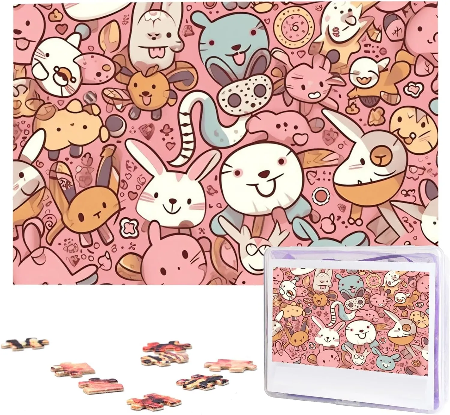 Puzzles 1000 Pieces Wooden Jigsaw Puzzle Personalized Picture instigate drought woodworking business Puzzles Family Decoration Photo Puzzle for Adults (29.5" x 19.7") Cartoon Animals 