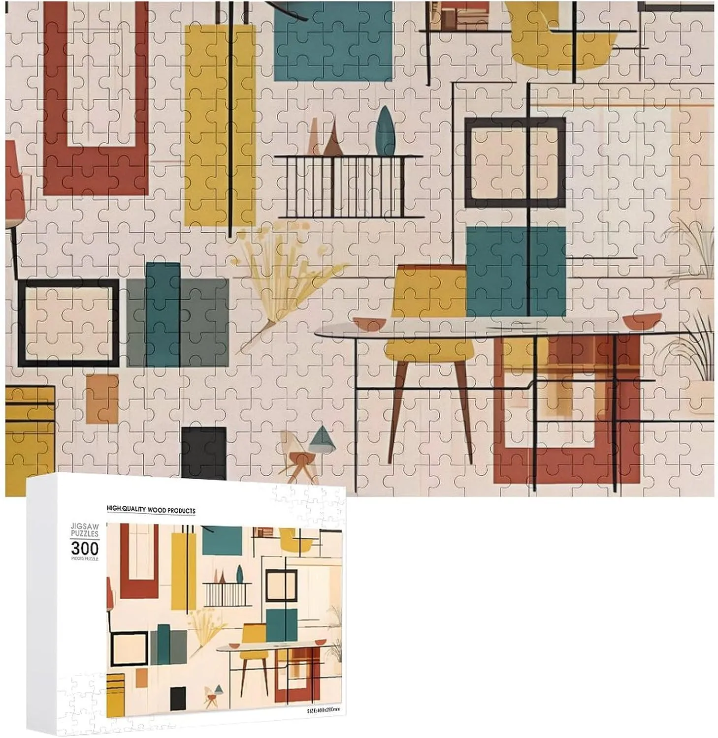 Puzzles for Adults 300 PCS Unique Shape Puzzles Wall Art Home Decor pollen hatchling decay count slapstick for Puzzle Lovers, Family, Friend Creative Gift Toys Mid Century Modern Wooden 