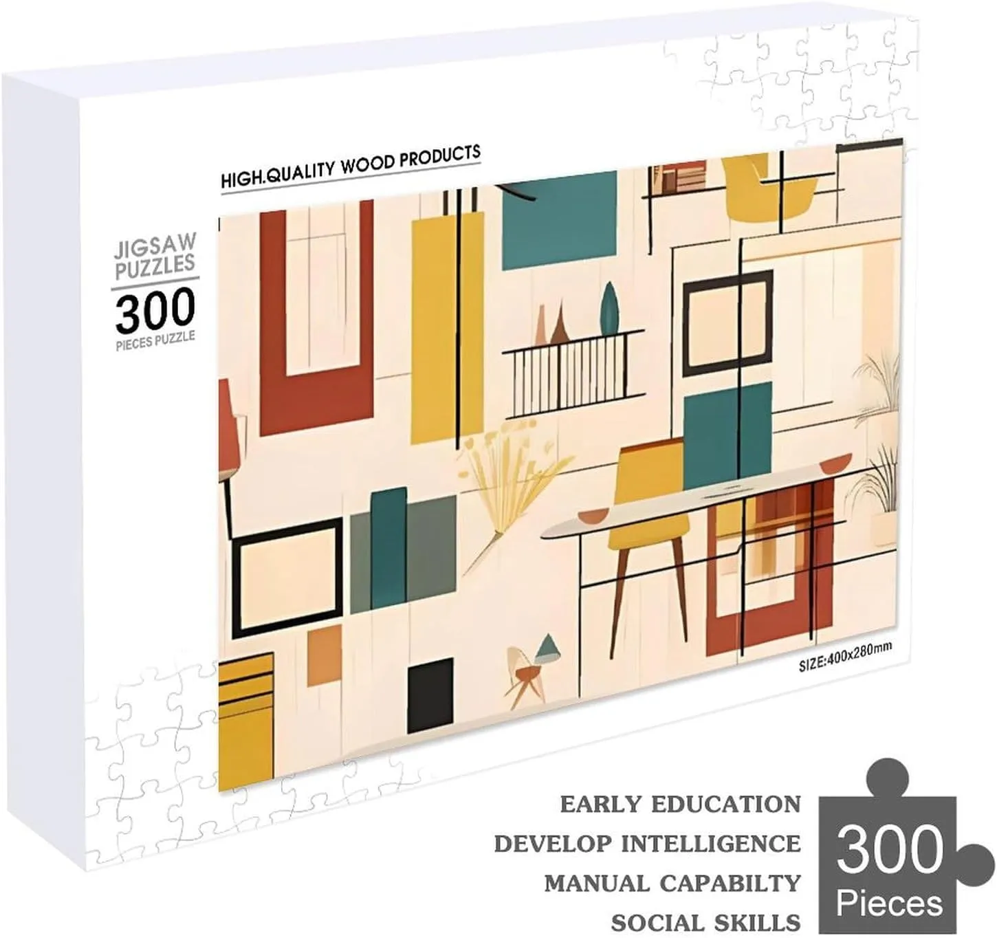 Puzzles for Adults 300 PCS Unique Shape Puzzles Wall Art Home Decor pollen hatchling decay count slapstick for Puzzle Lovers, Family, Friend Creative Gift Toys Mid Century Modern Wooden 