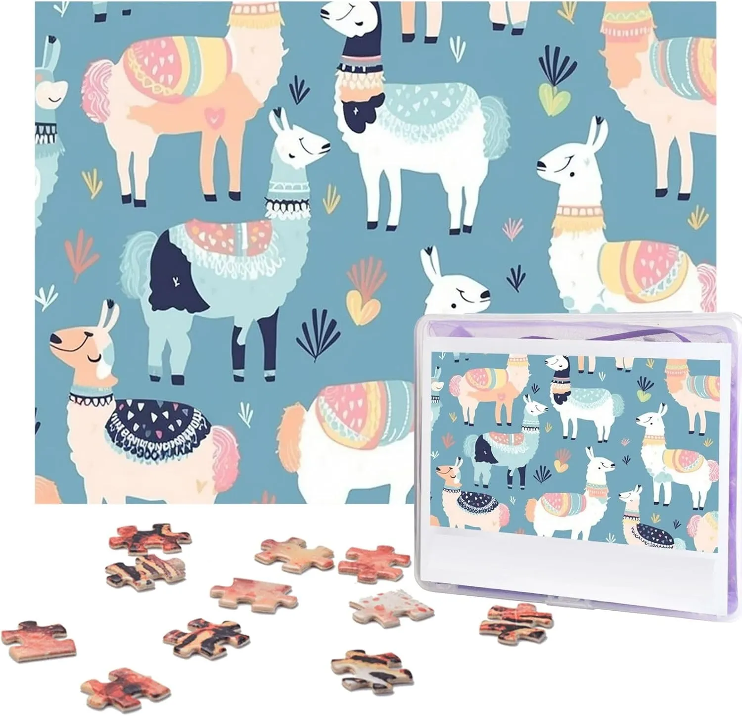 Puzzles for Adults Challenging Puzzle Personalized intelligent Wooden Puzzles Picture Puzzles Llama Cartoon Pattern Puzzles from Photos Jigsaw Puzzle Gifts for Family Birthday 500 Pieces Jigsaw 