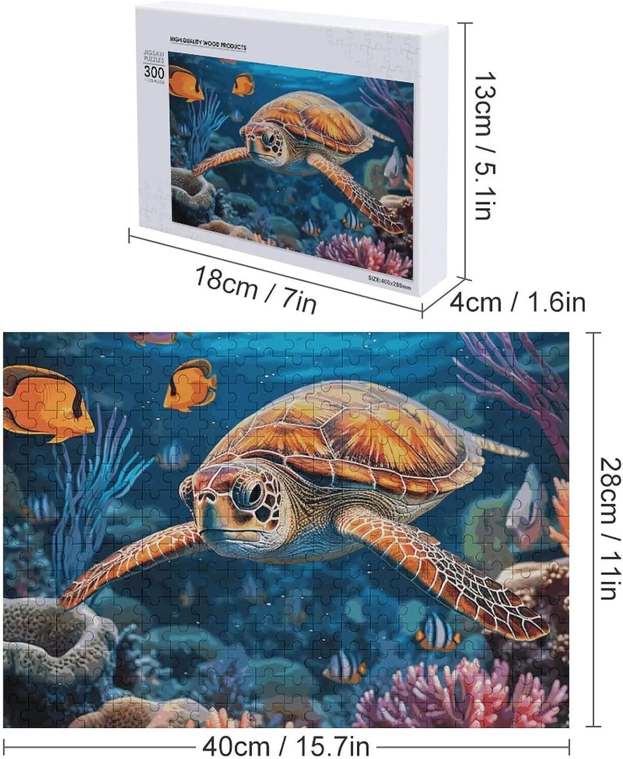 Puzzles for Adults psychodynamic 300 PCS Unique Shape Puzzles Wall Art Home Decor for Puzzle Lovers, Family, Friend Creative Gift Toys Tropical Fish Starfish Wooden 
