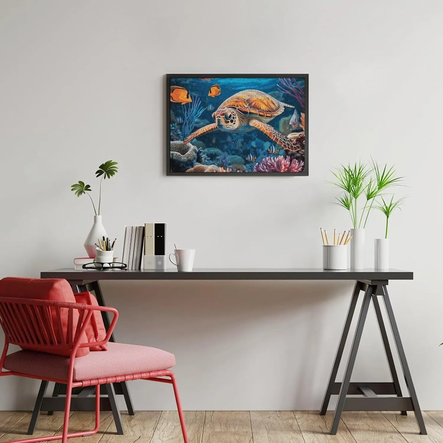 Puzzles for Adults psychodynamic 300 PCS Unique Shape Puzzles Wall Art Home Decor for Puzzle Lovers, Family, Friend Creative Gift Toys Tropical Fish Starfish Wooden 