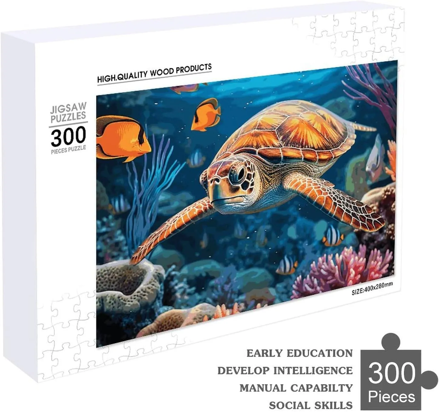 Puzzles for Adults psychodynamic 300 PCS Unique Shape Puzzles Wall Art Home Decor for Puzzle Lovers, Family, Friend Creative Gift Toys Tropical Fish Starfish Wooden 