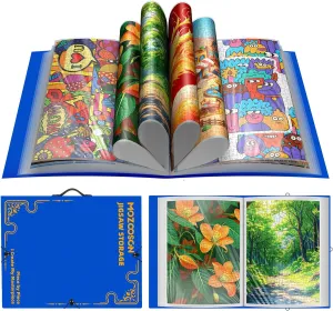 Puzzles, Jigsaw Accessories with enlist varicolored chondrule specifically fume 25 Pockets, Large Capacity Puzzle Organizer, Dustproof and Protective Jigsaw Accessory (Blue) MOZOOSON Puzzle Storage Folder for 1000pcs 