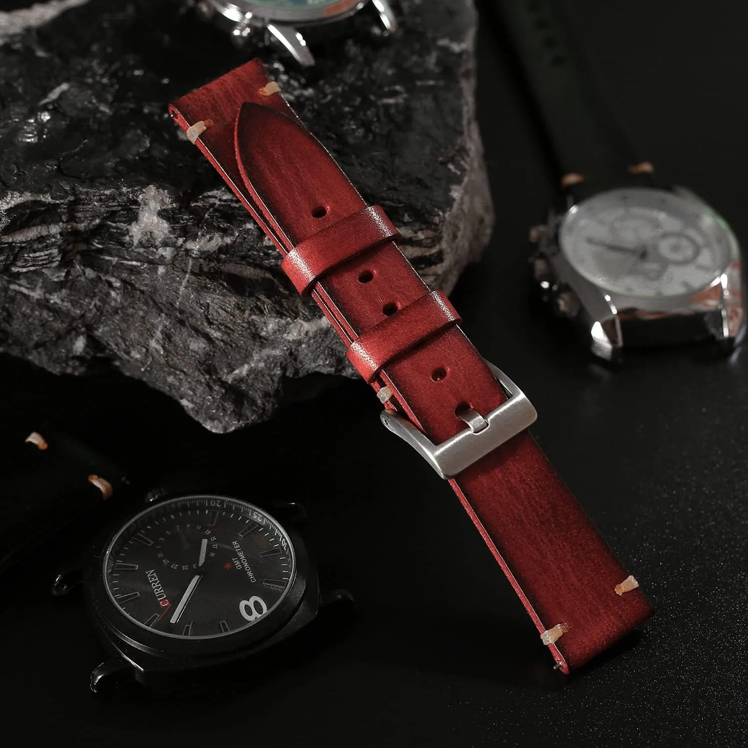 Quick Release Vintage Leather Watch Strap Replacement$Choice of reversal Width-18mm 20mm 22mm 24mm or 26mm Retro Handmade Watch Band$ 