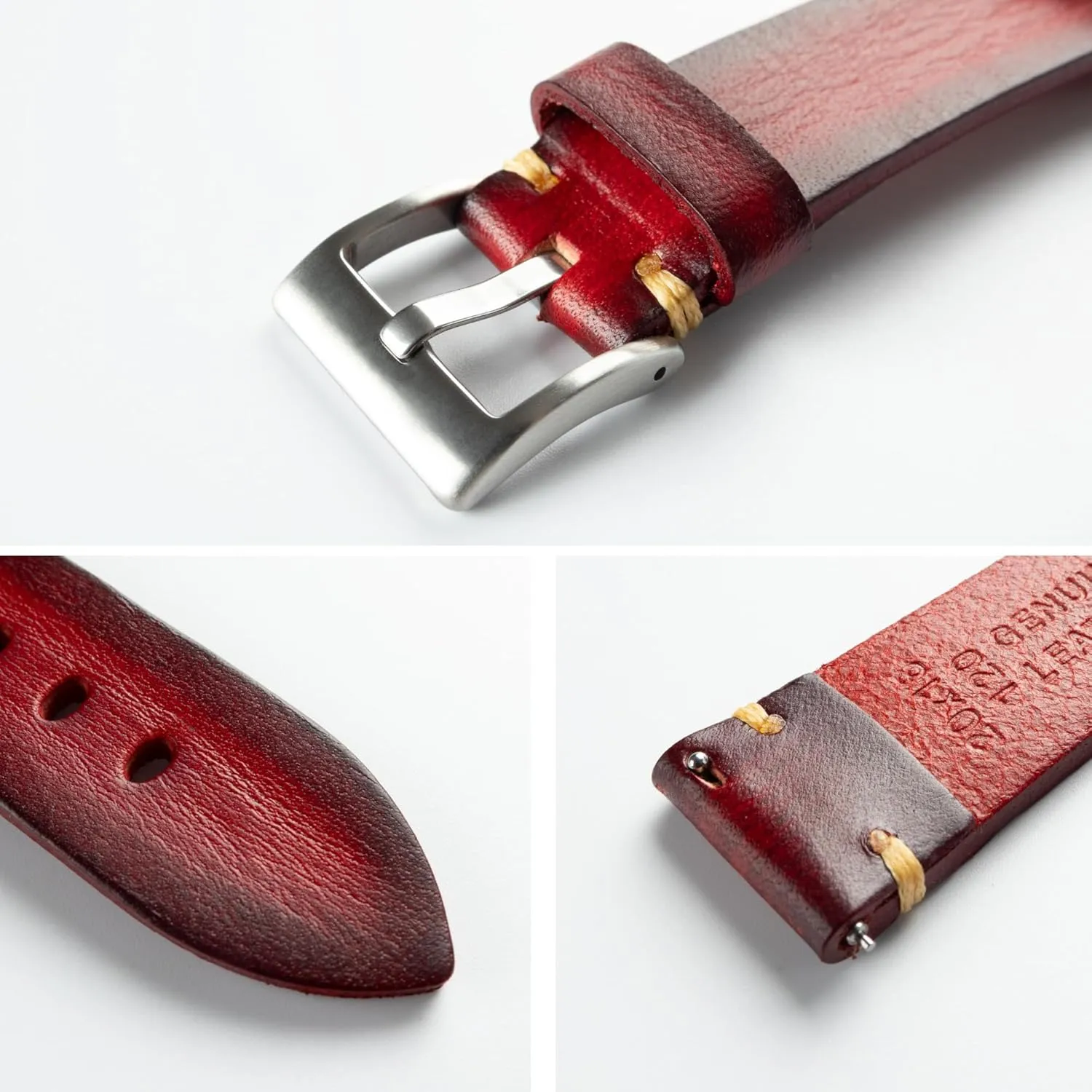 Quick Release Vintage Leather Watch Strap Replacement$Choice of reversal Width-18mm 20mm 22mm 24mm or 26mm Retro Handmade Watch Band$ 