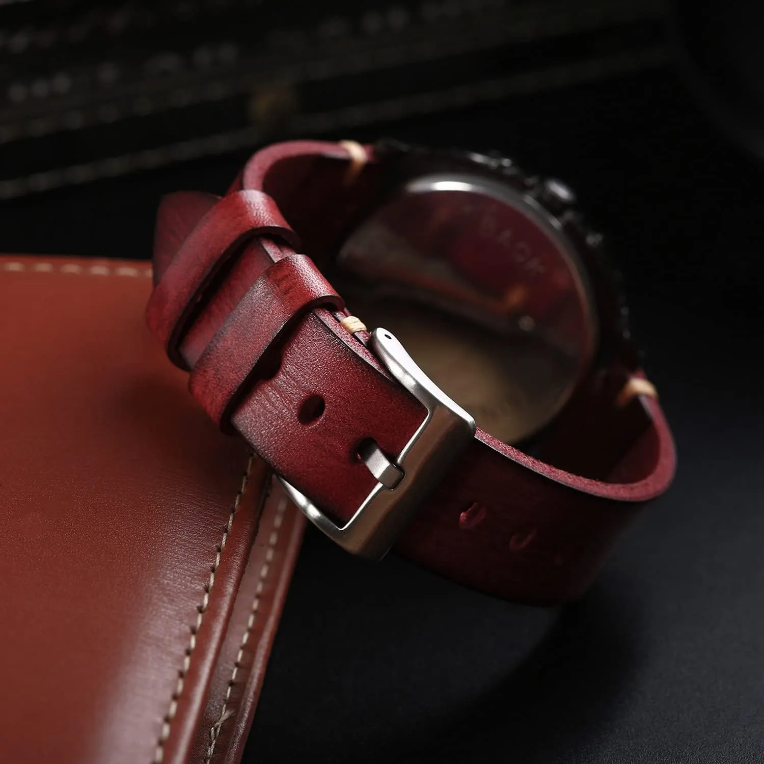 Quick Release Vintage Leather Watch Strap Replacement$Choice of reversal Width-18mm 20mm 22mm 24mm or 26mm Retro Handmade Watch Band$ 