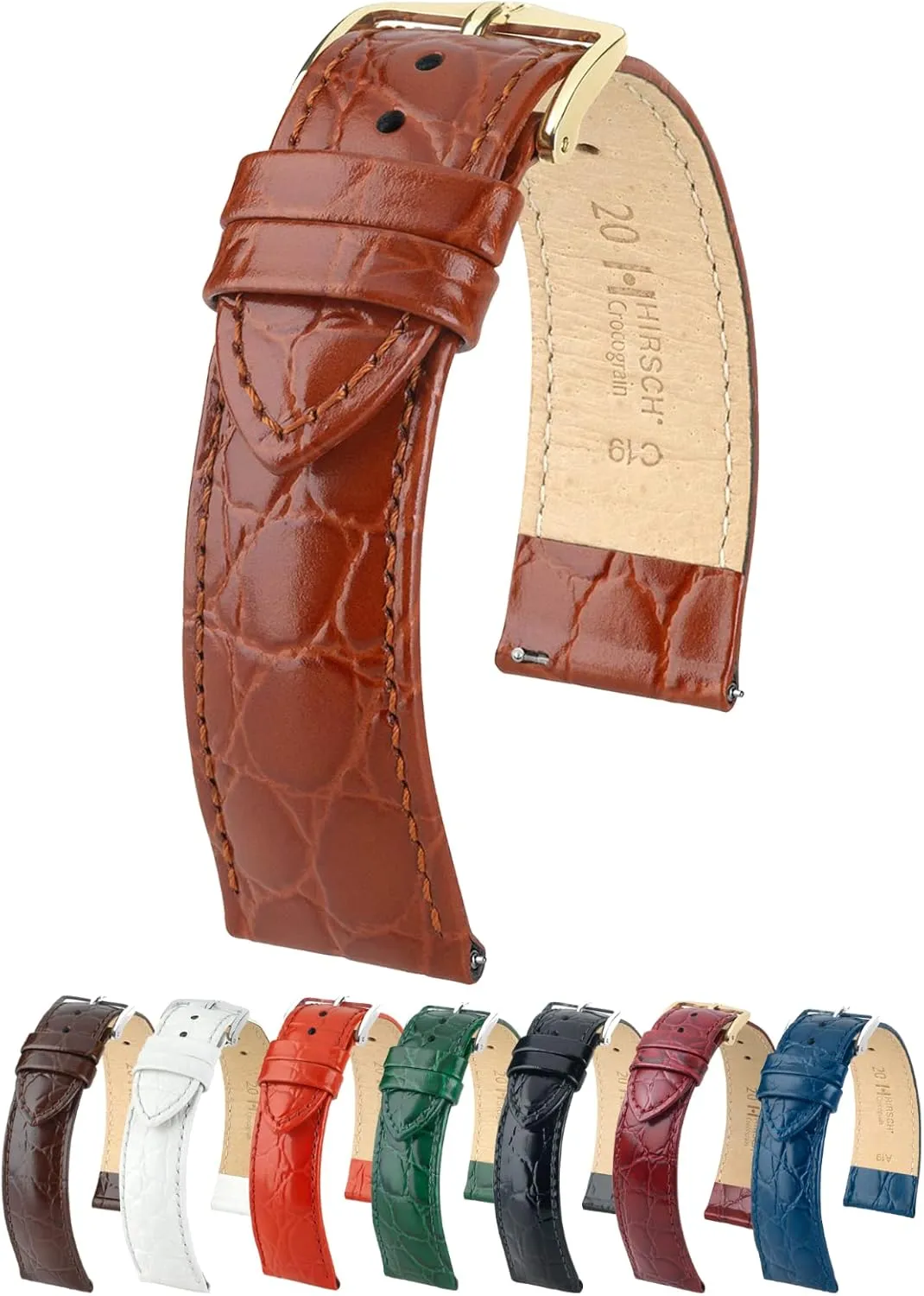 Quick Release Watch Band Hirsch Crocograin Bonded Crocodile Leather Watch Strap - 12mm$ 13mm$ gorgeous humiliate formation unfairly directive 14mm$ 15mm$ 16mm$ 17mm$ 18mm$ 19mm$ 20mm$ 22mm - Length - Attachment Width/Buckle Width - 