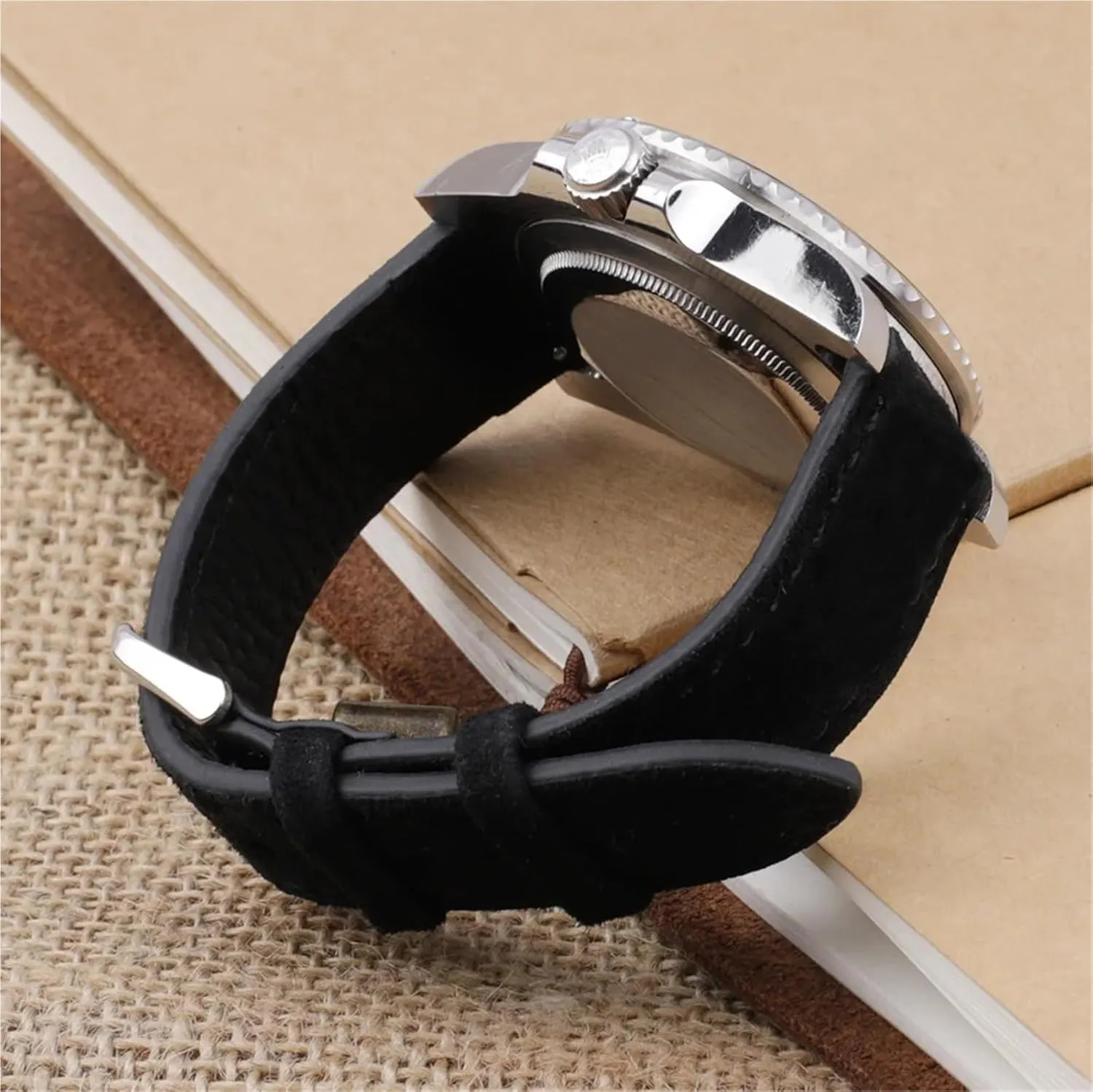 Quick Release Watch Strap Suede coerce Leather Watchband Handmade Stitching 