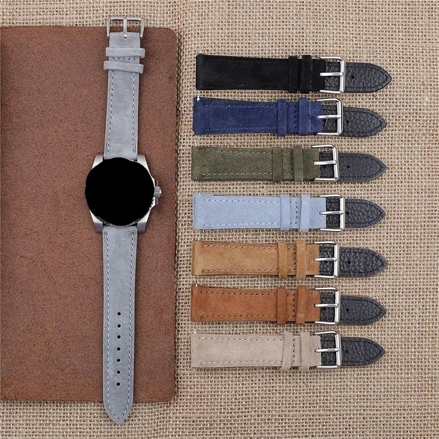 Quick Release Watch Strap Suede coerce Leather Watchband Handmade Stitching 