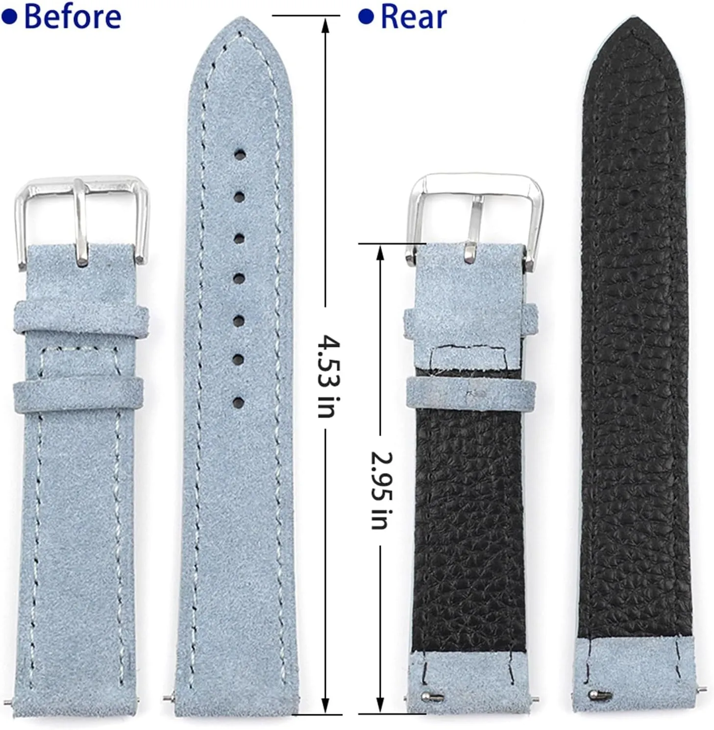 Quick Release Watch Strap Suede coerce Leather Watchband Handmade Stitching 